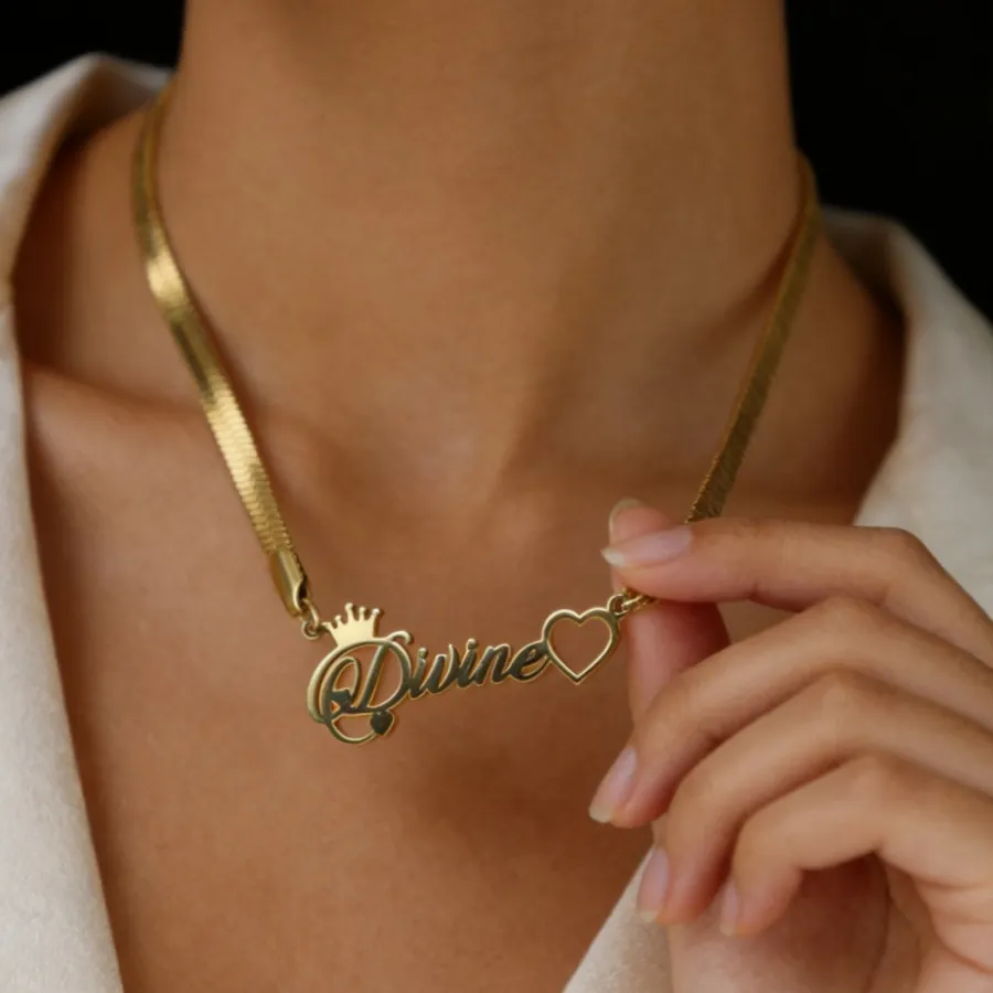 Authentic The Sovereign Heart Gold- Plated Personalized Crown Talisman