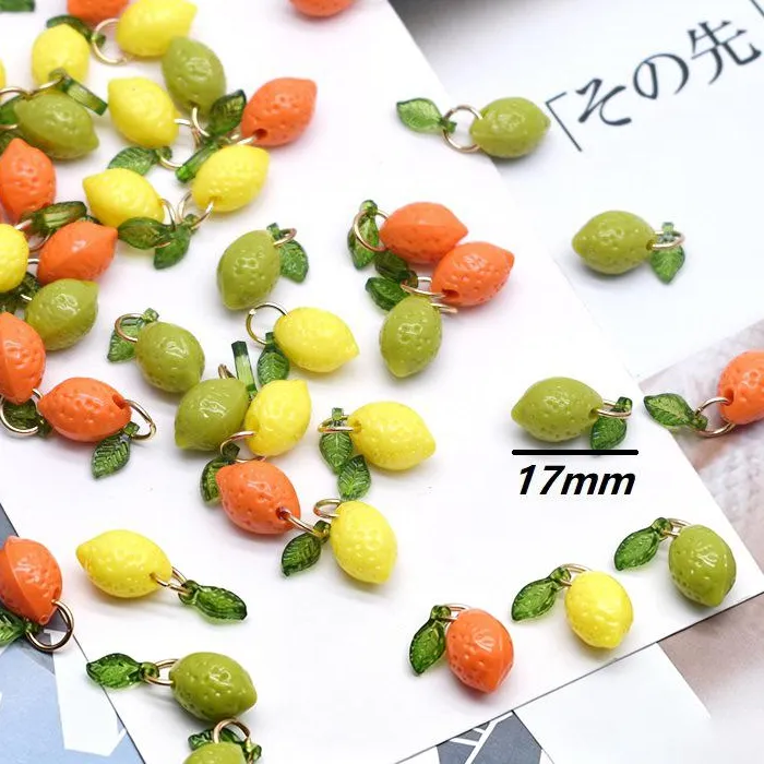 Authentic 10pcs Acrylic Fruit Lemon Pendant DIY Charms Small Lemon Charm Handmade DIY Jewelry Accessories