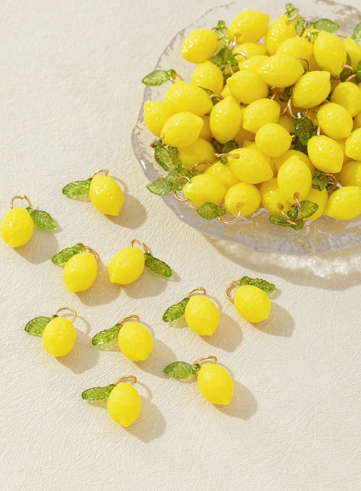 Authentic 10Pcs 3D Lemon Resin Charms Pendants Cute Fruit DIY Jewelry For Earrings Necklace Bracelet Bag Decor Handmade Craft