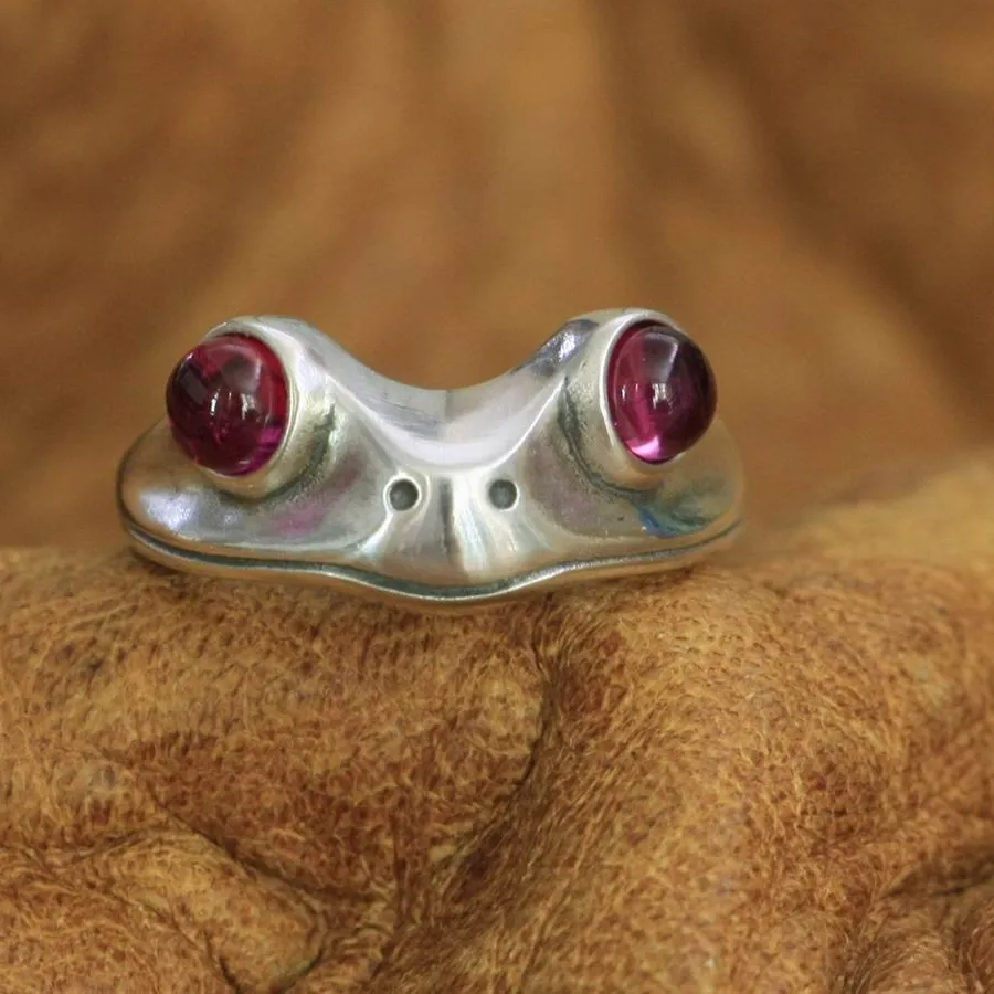 Authentic LINSION CZ Eyes 925 Sterling Charms Frog Ring Lovely Details Toad Ring TA266 US Size 5~10 BZ