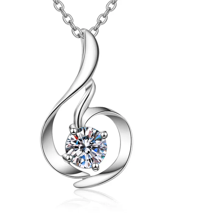 Authentic Elegant PT950 Platinum Women's 80-Point Moissanite Swan Pendant Necklace, Geometric Irregular Diamond-Set Collar Necklace