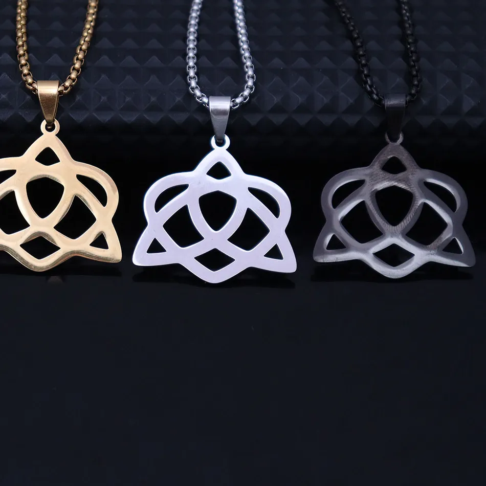 Authentic Fashionable hollowed-out Kate knot triangular pendant necklace. Simple and versatile, it pairs well with sweater
