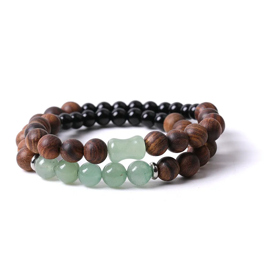 Authentic Verdant Harmony Mala - Sacred Aventurine and Ancient Wood Meditation Bracelet