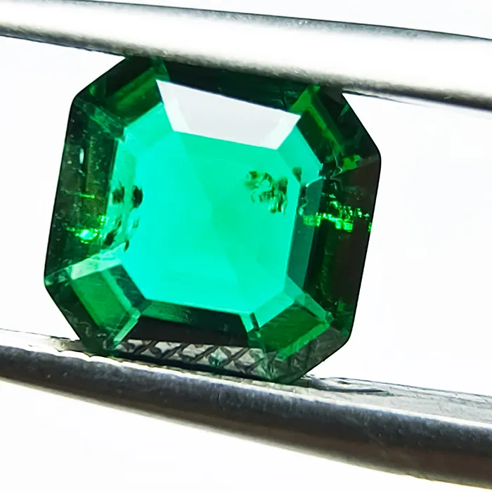 Authentic Lab Grown Zambian Emerald Asscher Cut for Jewelry Making Hydrothermal Emerald Gemstones Natural Inclusions Certificate