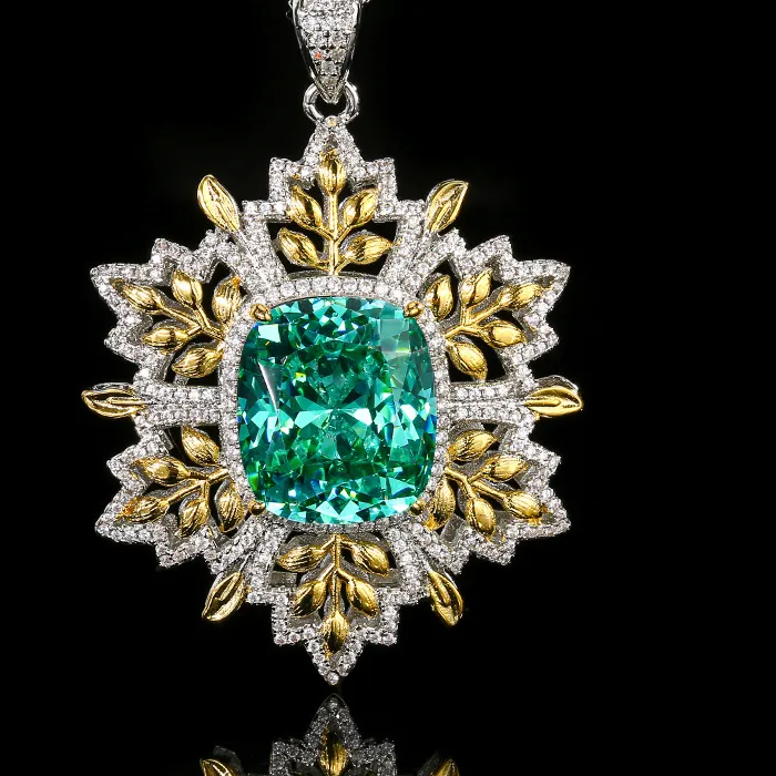 Authentic Vinregem 14*16 MM Lab Created Paraiba Tourmaline Ruby Sapphire Zircon Gemstone Pendant Necklace Anniversary Gifts Fine Jewelry