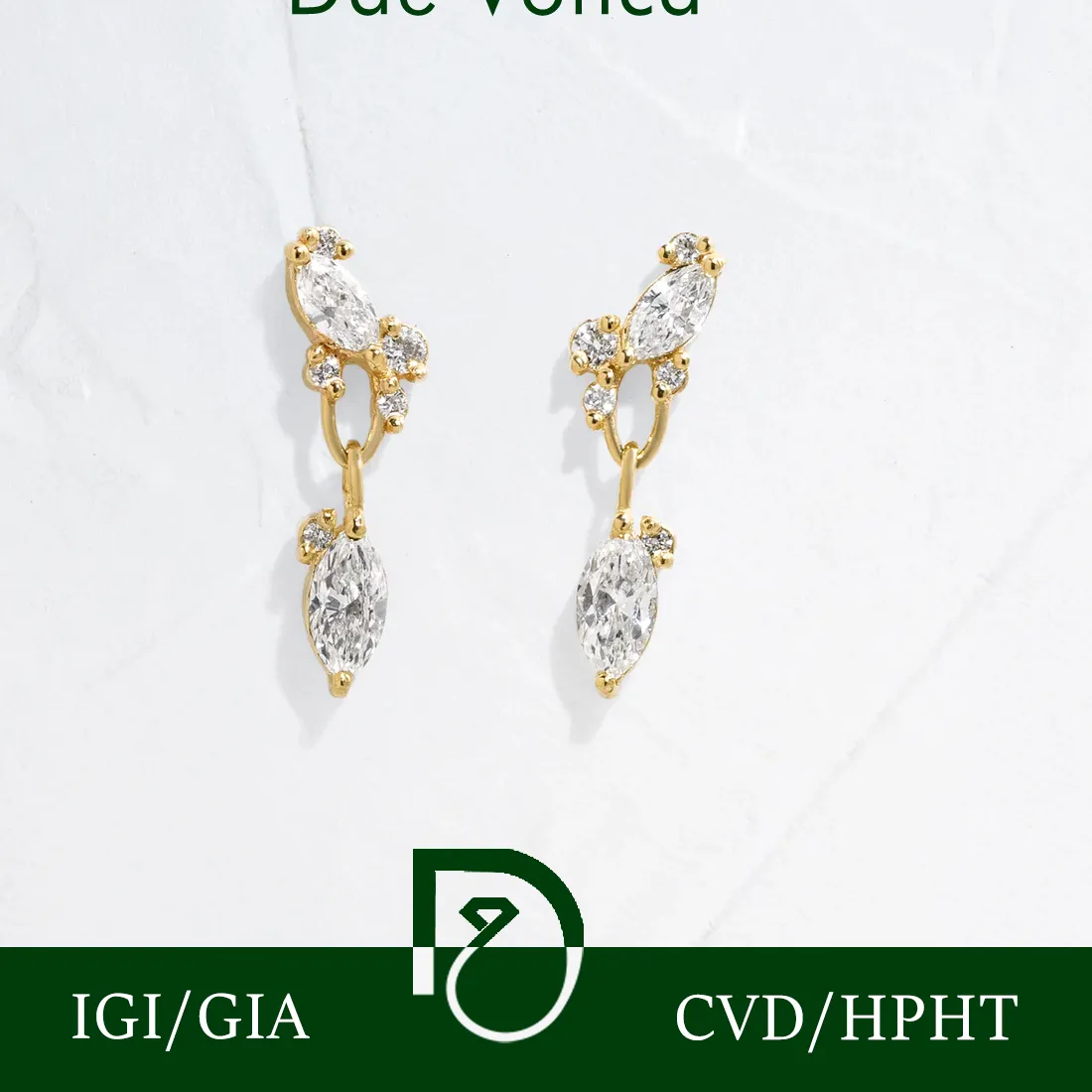 Authentic Celestial Marquise and Round Diamond Luminous Earrings - Radiant Solar Light Talismans