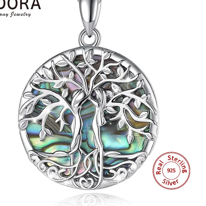 Authentic EUDORA 925 Sterling Silver Sisters Tree of Life Necklace Pendant Woman Charm Party Simplicity Jewelry Accessories for women