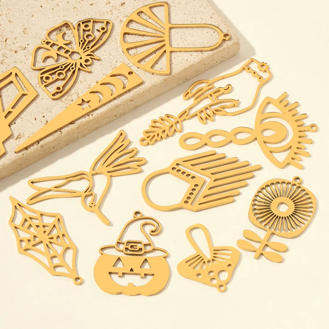 Authentic 10Pcs Daisy Hollow Flower Diy Charms Lotus Life Tree Necklace Pendants Woman Angel Jewelry Finding