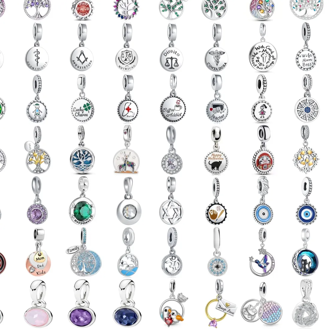 Authentic Sacred Totem Charms - Sterling Silver Tree of Life and Protective Evil Eye Amulets