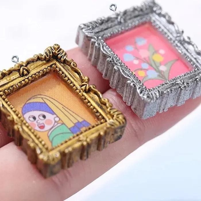 Authentic Celestial Memory Vessels: Antique Resin Frame Charms for Manifestation