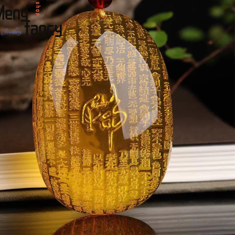 Authentic Worship Buddha Heart Sutra Lotus Thousand-hand Avalokitesvara Amber Beeswax Pendant Natural High-grade Exquisite Jewelry