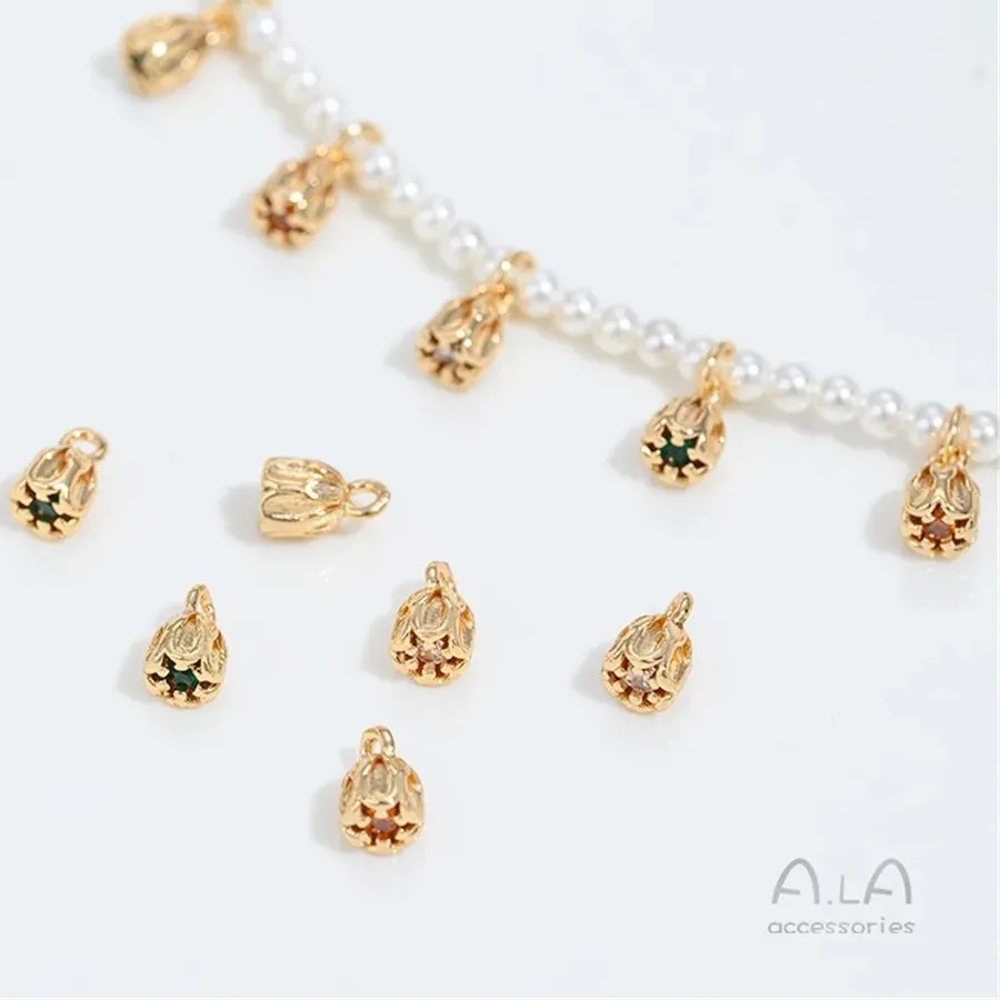 Authentic Lotus Blossom of Golden Light: A Sacred Zirconium Bud Pendant