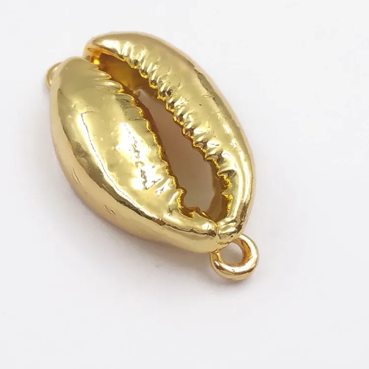 Authentic WT-JP001 Cowrie Shell Pendants Lovely Connectors Gold/Silver With Double Loops For Women Jewelry Handmade