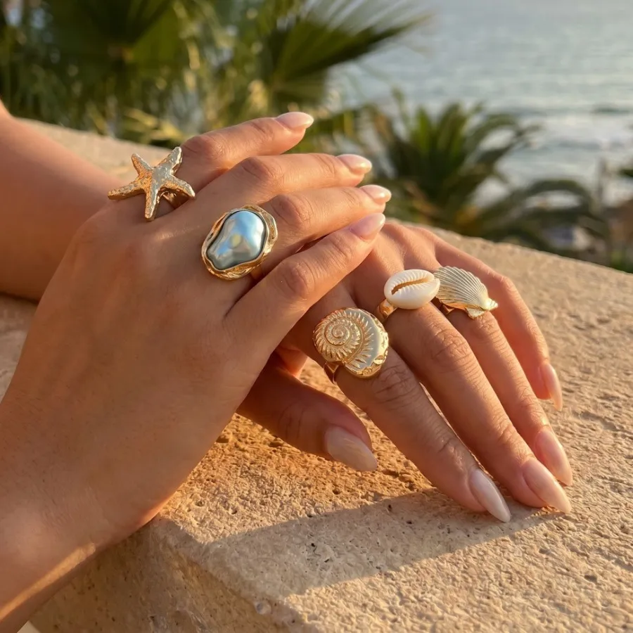 Authentic Talisman Of The Eternal Tides Fivefold Ocean Bounty Stackable Rings