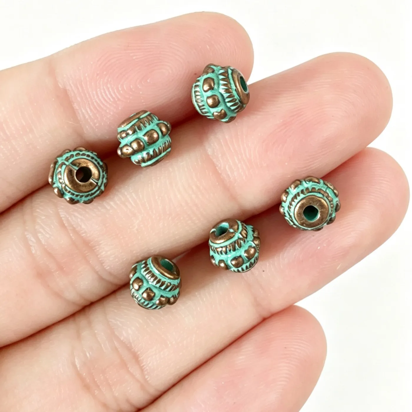Authentic 30Pcs 7.5×6.5mm Zinc Antique Green Round Pumpkin Spacer Beads DIY Jewelry Accessories H5290
