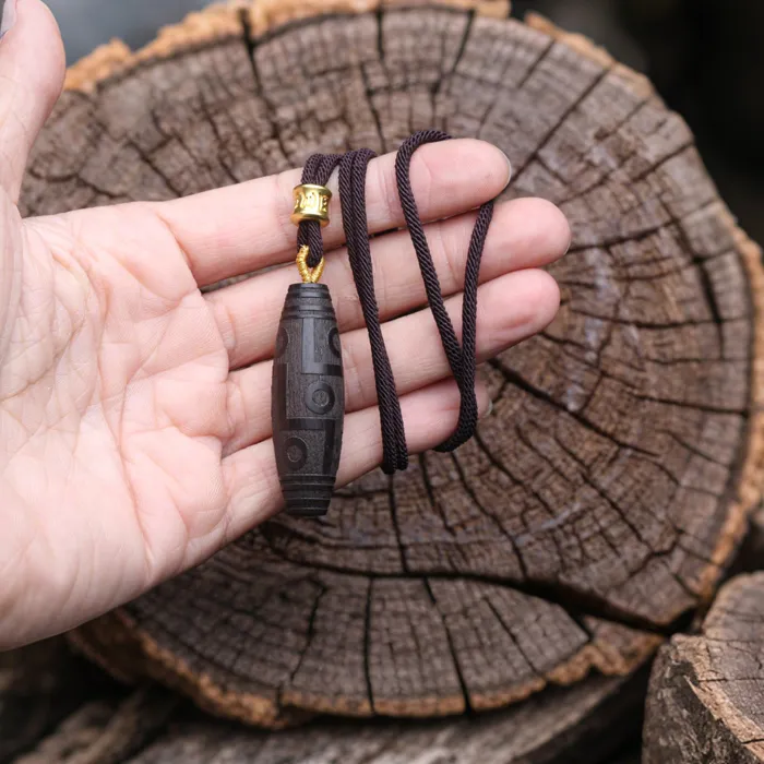 Authentic Celestial Nine-Eye Dzi and Sacred Ebony Feng Shui Protective Amulet Bracelet