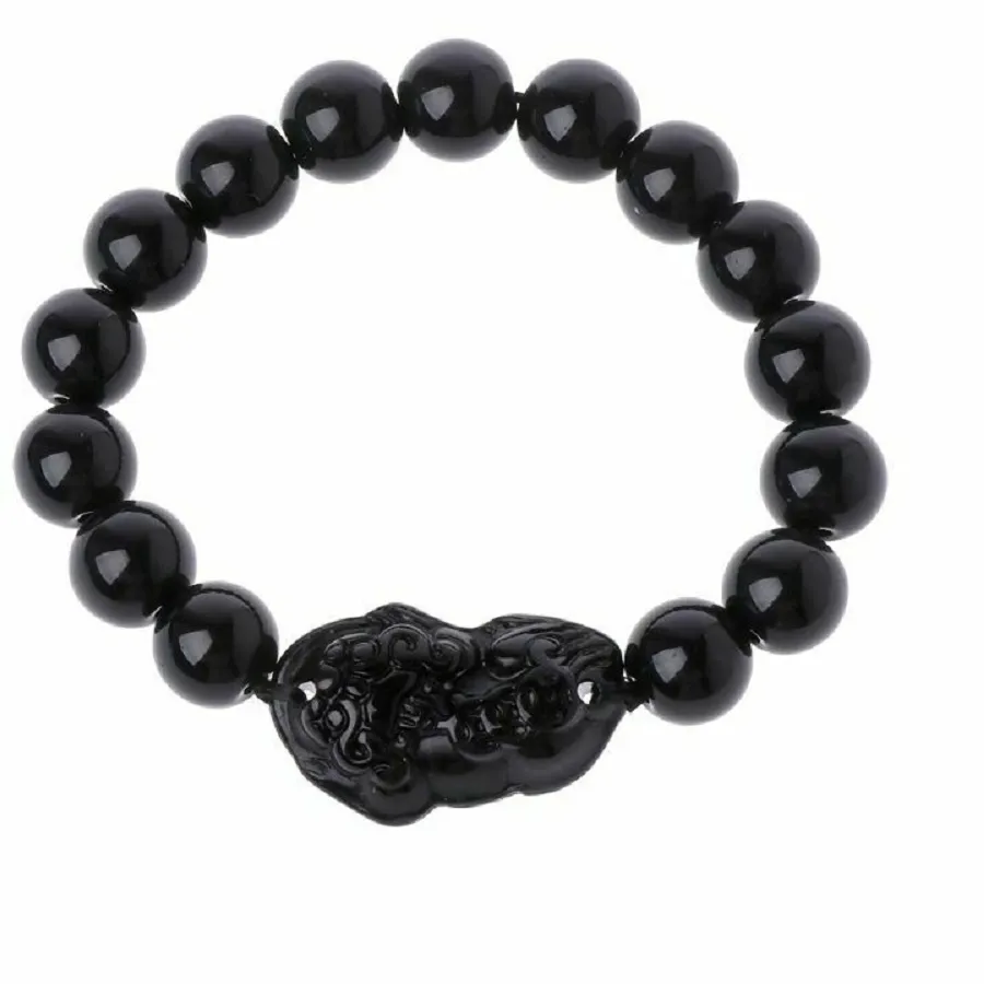 Authentic Jewelry Feng Shui Attract Wealth Pixiu Women Wristband Obsidian Stone Beads Good Luck Bangle Bracelets