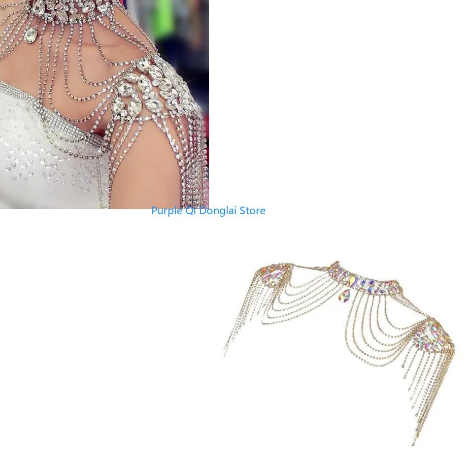 Authentic L21E Multilayer Shoulder Necklace Metal Body Chain with Crystals Unique Shoulder Chain Texture Suitable for Woman Girls