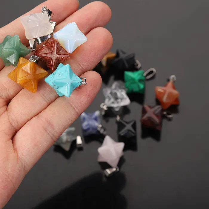 Authentic Sacred Geometry Merkaba Natural Crystal Hexagram Talisman