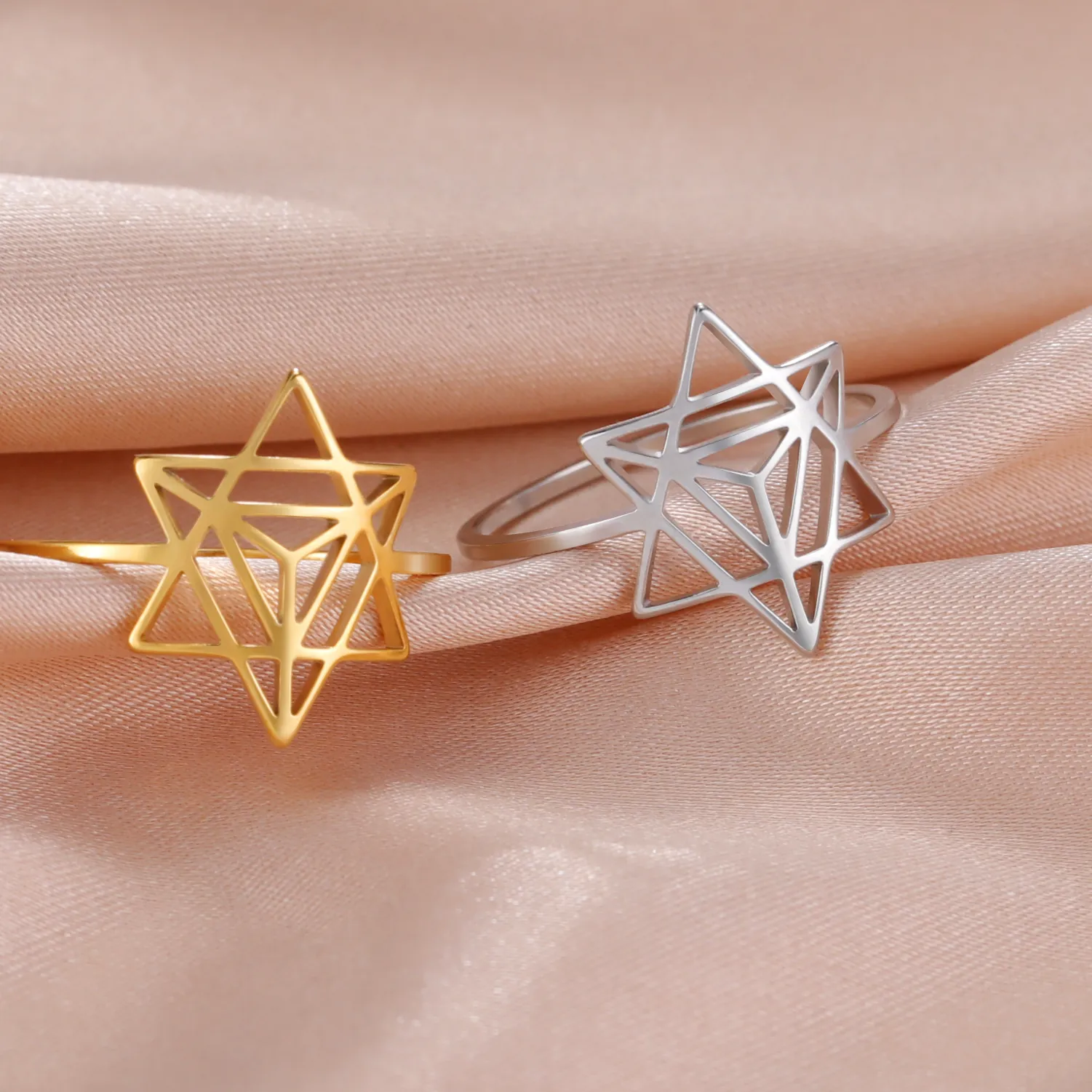 Authentic Lemegeton Merkaba Meditation Amulet Hexagram Rings Women Men Geometry Star Finger Ring Sacred Party Jewelry