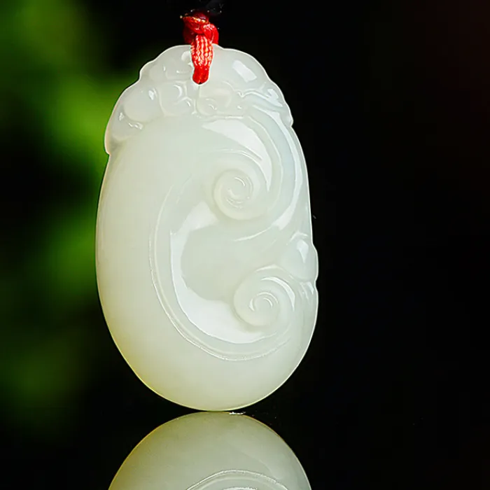 Authentic Hetian Jade Auspicious Ruyi Pendant Men and Women Couples Necklace