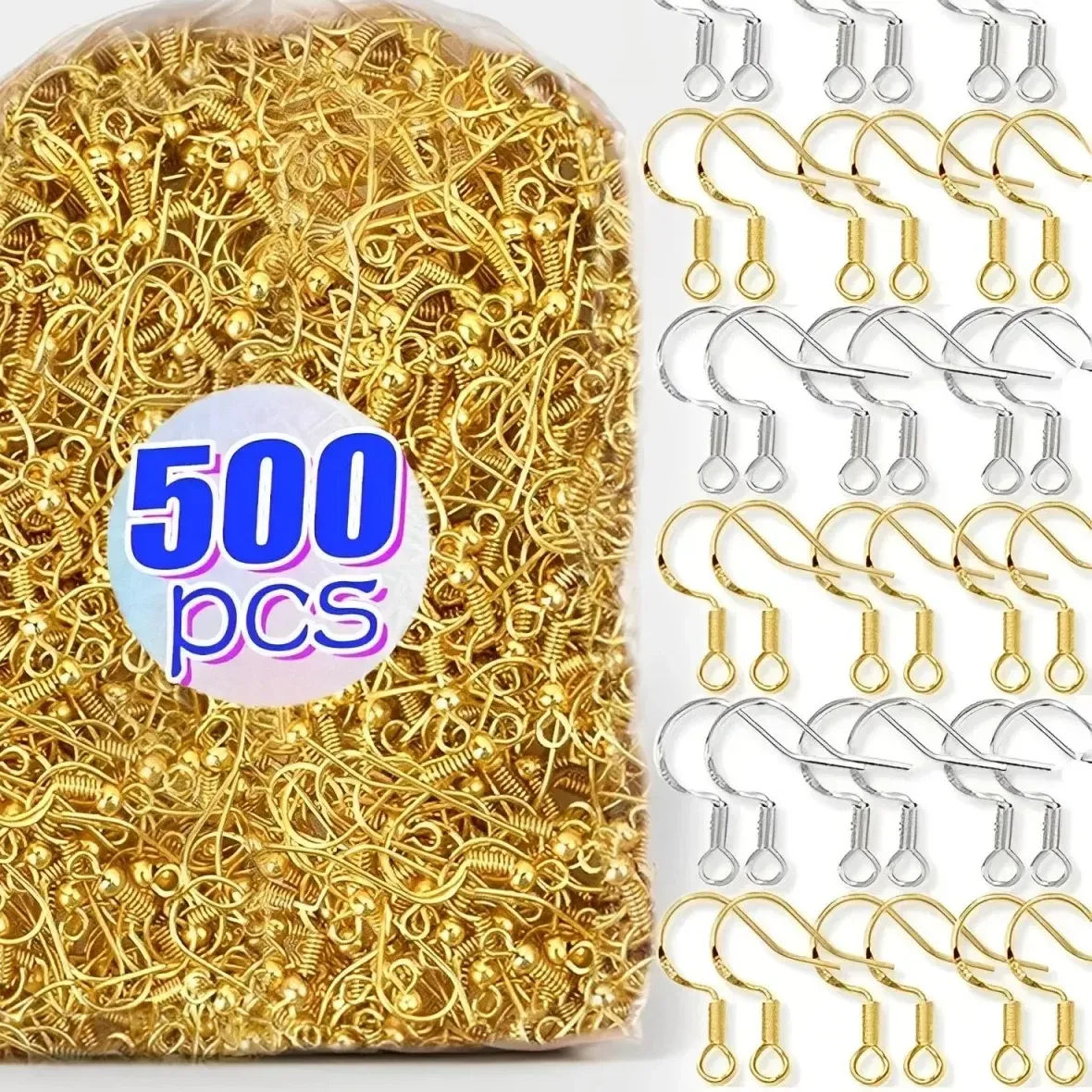 Authentic 100-500Pcs Earring Hooks Hypoallergenic Earwire Clasps DIY Jewelry Making Earring Findings Accessories