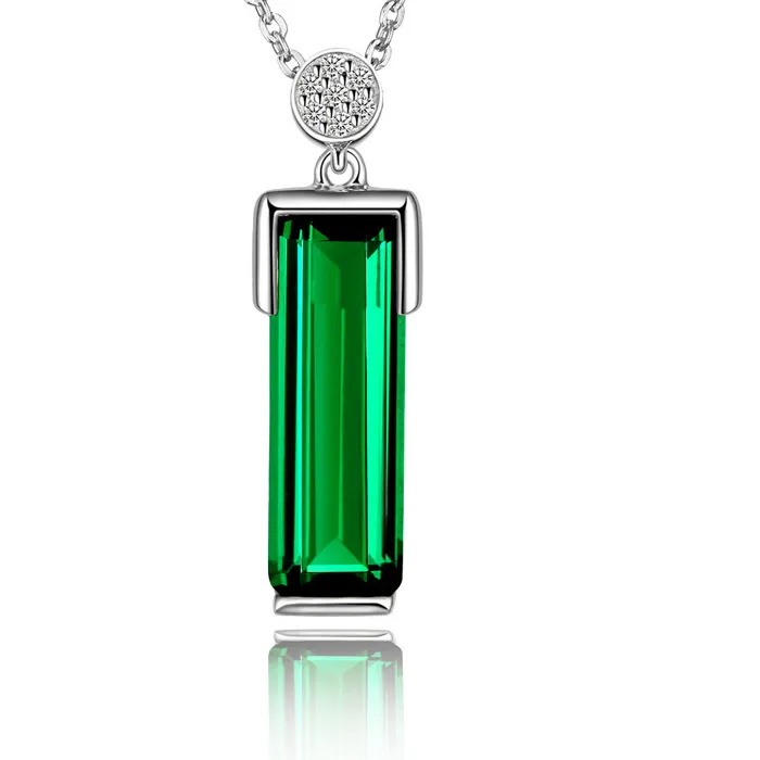 Authentic silver 925 necklace Emerald Pendant Green Jewelry Bizuteria Woman Jade Emerald bijoux femme chain 925 sterling silve necklaces