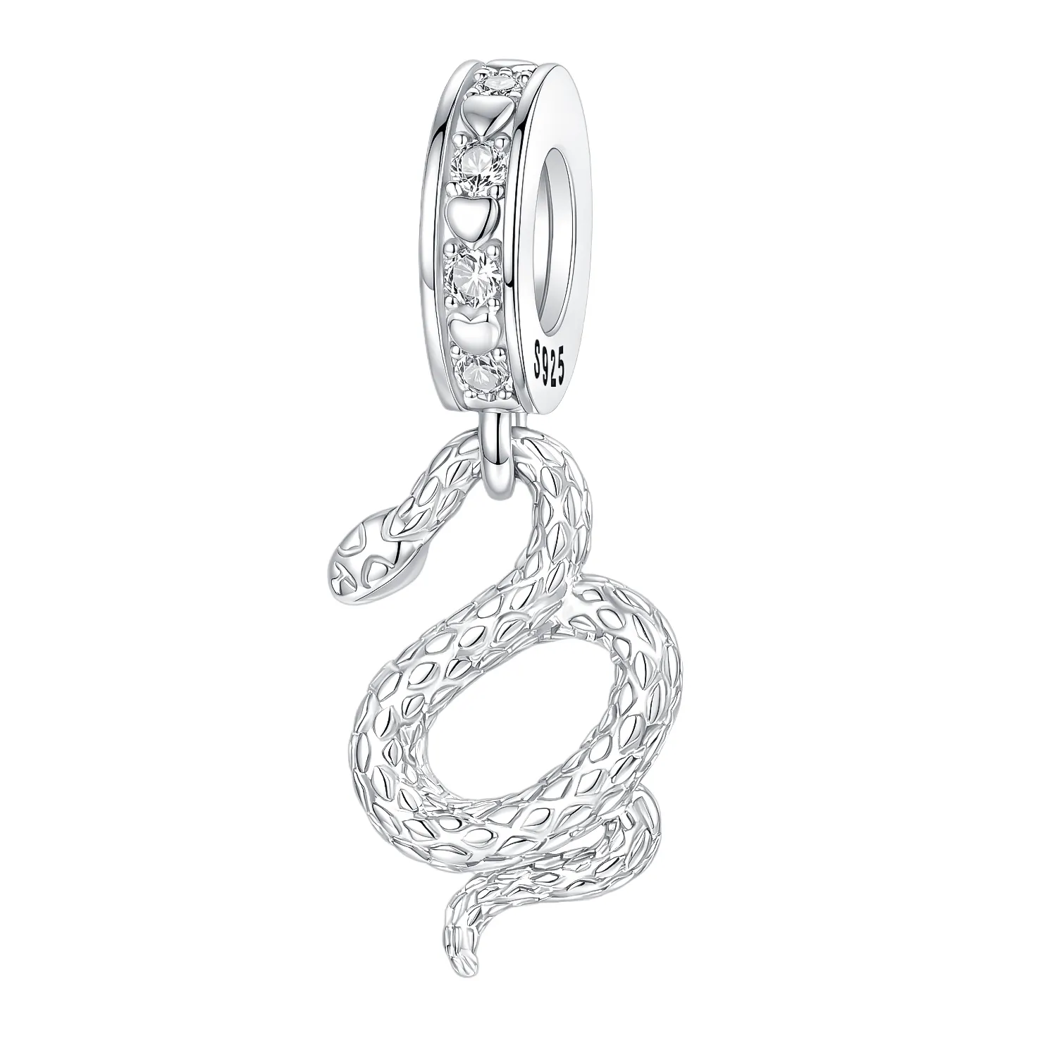 Authentic 925 Sterling Silver Charm Alternative Reptile Snake Serpent Pendant for Women Fit Original Bracelet Necklace DIY Accessories