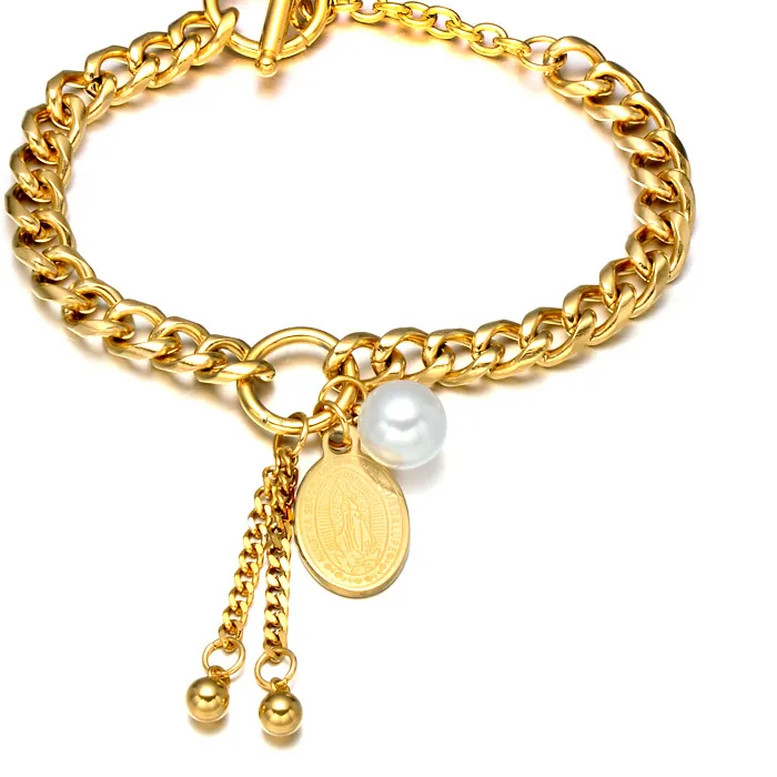 Authentic WT-REB016 Religion Bracelet Virgin Mary IP Gold Electroplated Bracelet Virgin Guadalupe Bracelet Jewelry