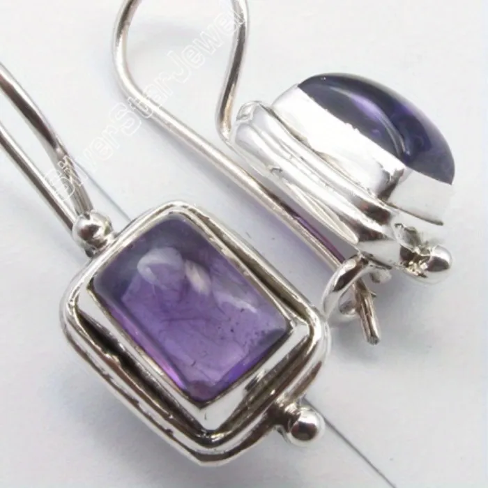 Authentic Amethyst Veil Geometric Dangle Earrings