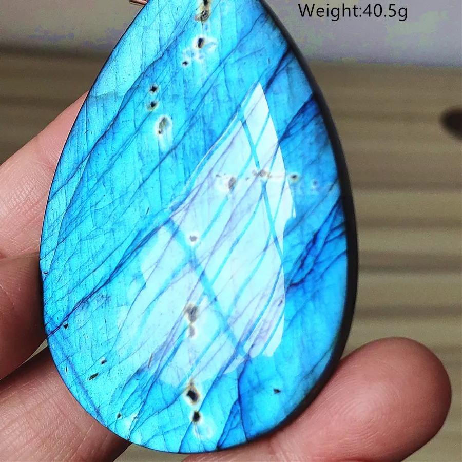 Authentic Celestial Labradorite Teardrop Amulet - Stone of Mystical Illumination and Aura Shielding