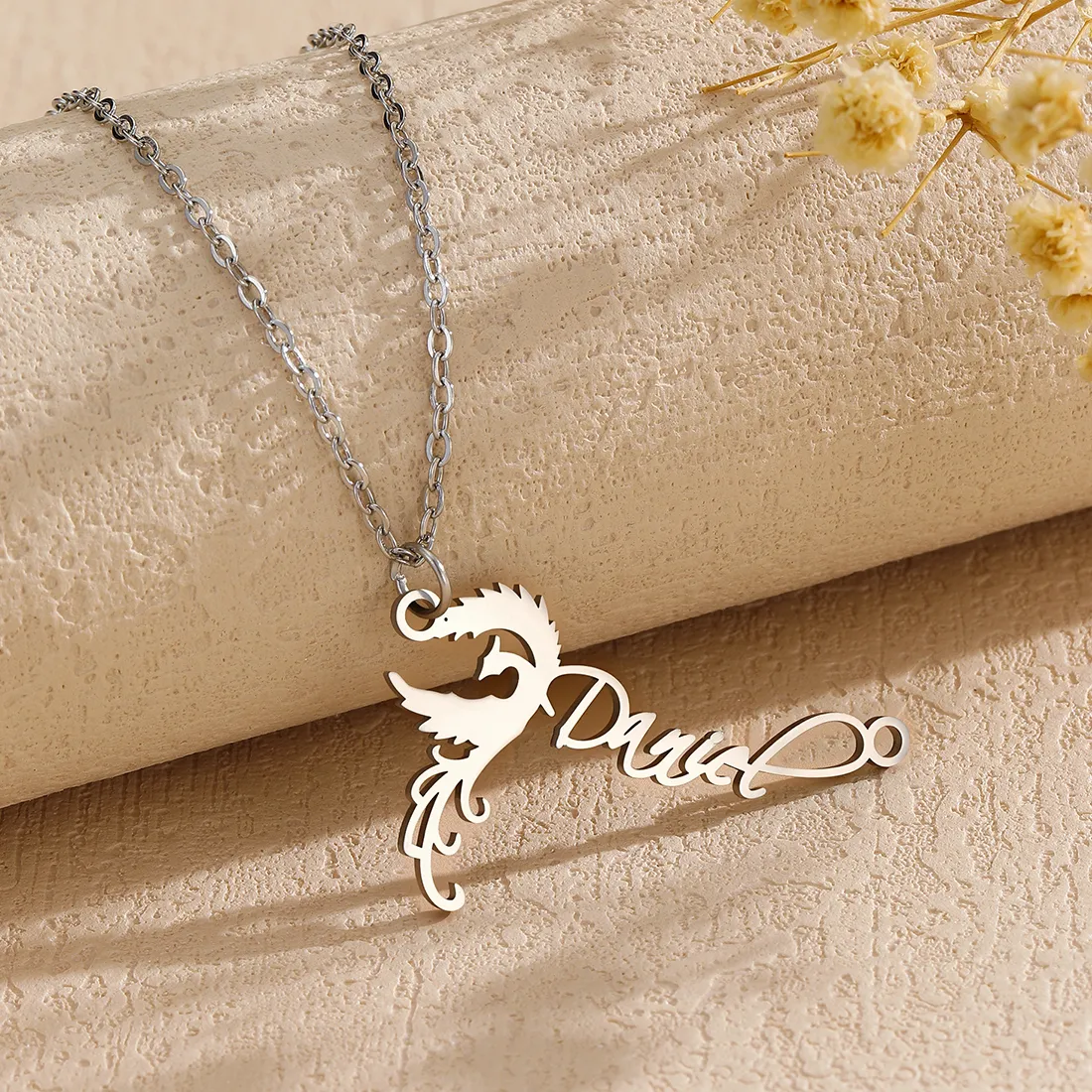 Authentic Personalized Custom Name Necklace With Artistic Dragon for Women Handmade Nameplate Choker Chain Jewelry