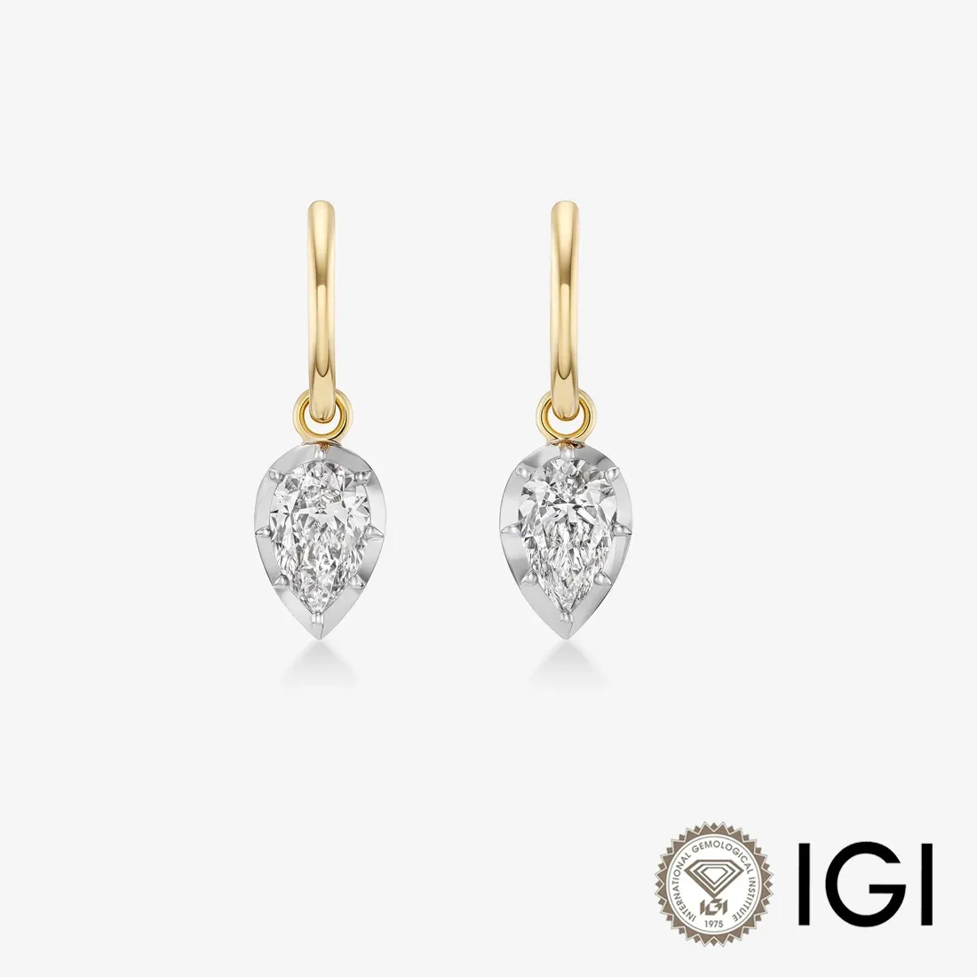 Authentic IGI Certified Pear Cut Lab Grown Diamond Earrings 9K/14K/18K Solid Gold Lab Created Diamond Earrings Fine Jewelry For Women