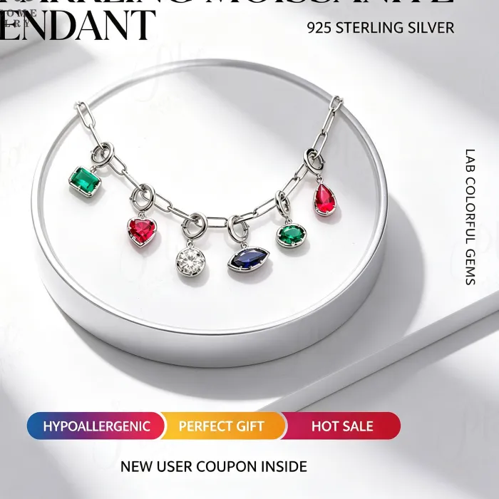 Authentic The Luminescent Prism: Moissanite Sterling Silver Alchemical Pendant