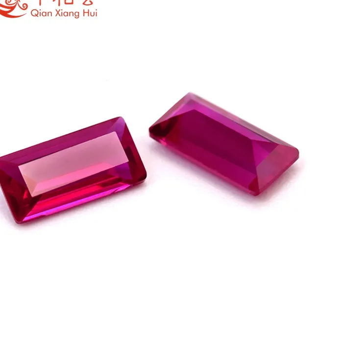 Authentic Red color 1.5*3-3*5mm rectangle baguette shape emerald cut artificial lab created ruby loose gem stone for jewelry making