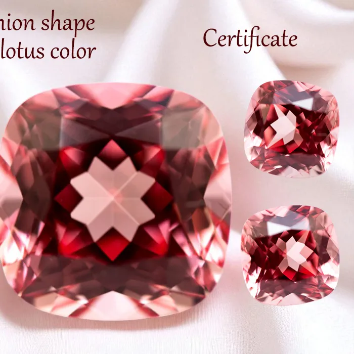 Authentic Padparadscha Red Lotus Cushion Talisman of VVS1 Clarity