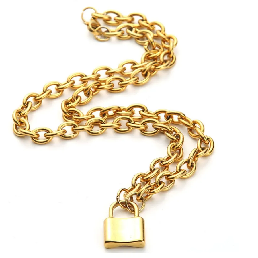 Authentic Misenbaba Chunky Chain Lock Pendant Necklaces For Woman Padlock Choker Hip Hop Jewelry