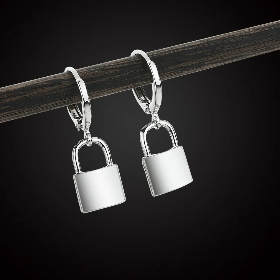 Authentic CHENGXUN Dainty Padlock Drop Dangle Earrings For Women Girls Lock Charm Huggie Hoop Earrings Female Party Statement Jewelry