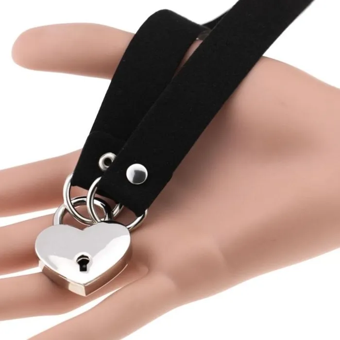 Authentic Heart Padlock Collar Necklace with Keys Women Cosplay Collar