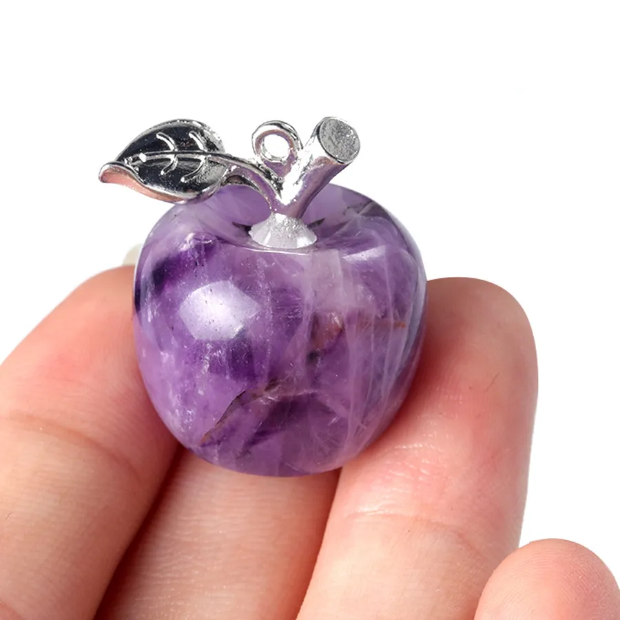 Authentic 1pc Natural Stone Crystal Mini Apple Pendant Rose Quartz Charms for Jewelry Making Supplies DIY Necklace Earrings Accessories