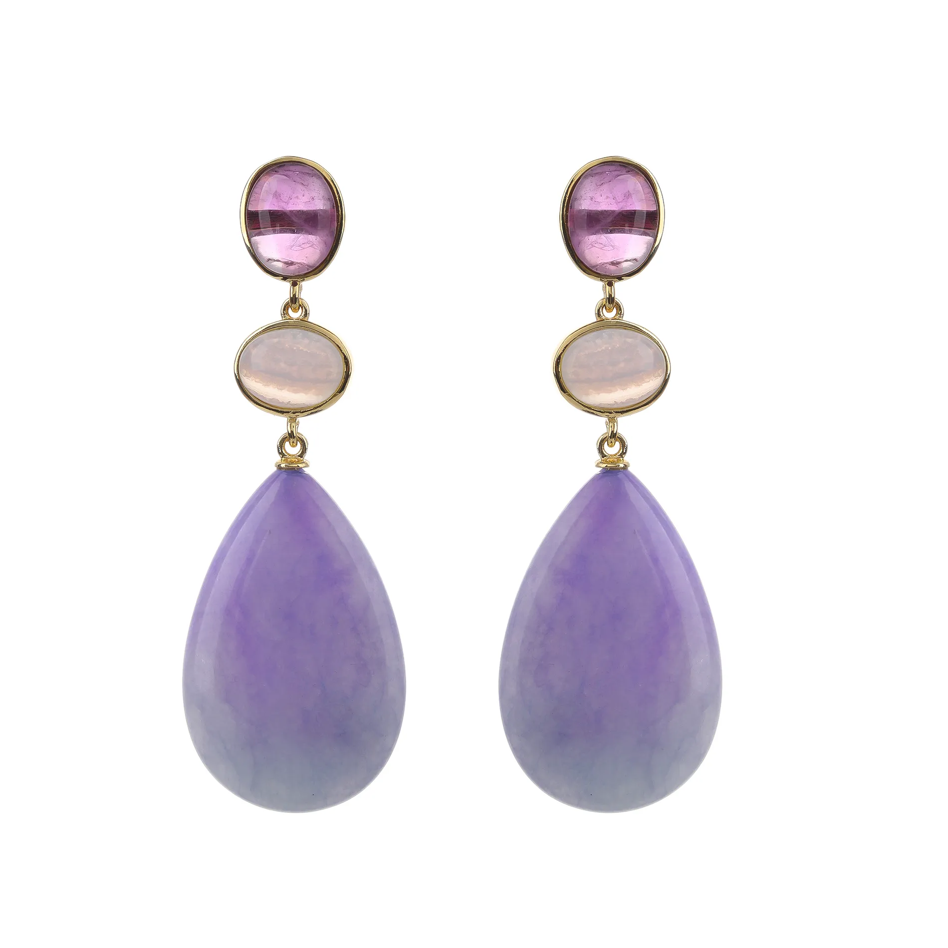 Authentic Natural Rose Quartz Jade Teardrop Pendant Earrings Dangle With Style Amethyst