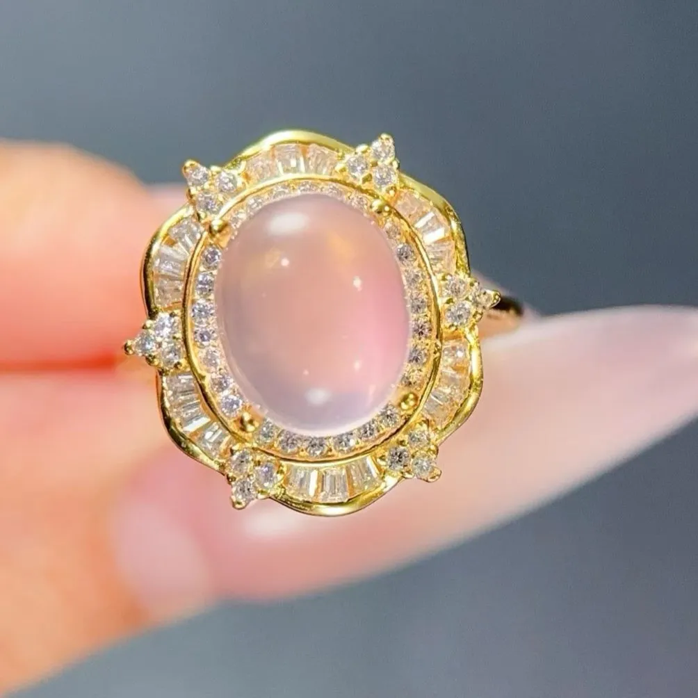 Authentic Eternal Heart Rose Quartz Halo Talisman - Sacred Love and Emotional Equilibrium Ring