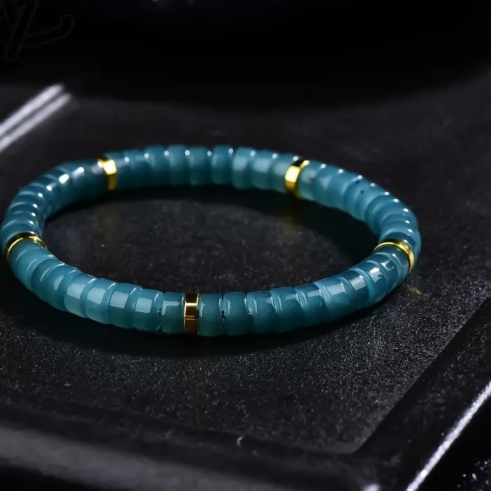 Authentic Natural Jadeite Blue Water Abacus Beads Spacer Bracelet Luxury Quality Jewelry Jewelry Exquisite Charms Certificate