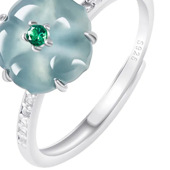 Authentic Celestial Blossom Blue Burmese Jadeite Ring