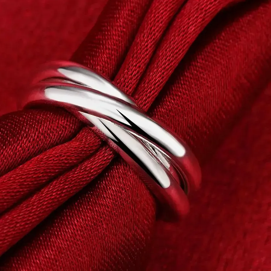 Authentic arrive 925 Sterling silver Rings For Women 3 circles round size 5/6/7/8/9/10 Party Gifts Girl wedding Charm Jewelry