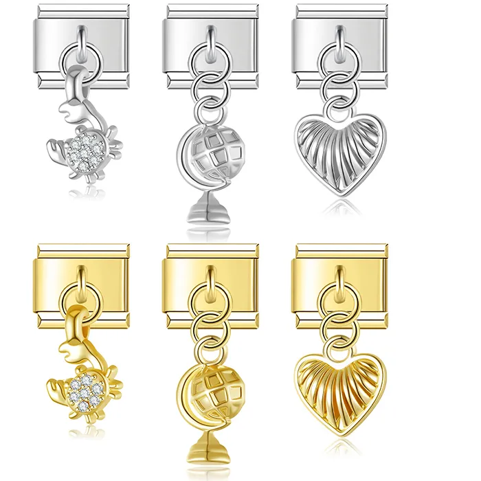 Authentic Hapiship Heart Crab Globe Italian Charms Fit 9Mm Bracelet Jewelry Dj1911