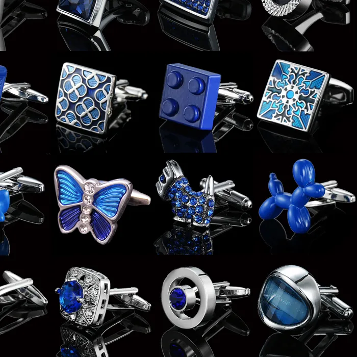 Authentic Cufflinks Blue Butterfly Dog Globe Crystal Cuff Button French Shirt Cuffs Suit Accessories Jewelry