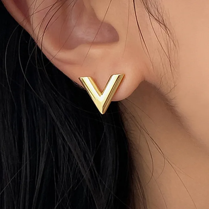 Authentic Vitality's Vignette: Empowering V-Shaped Earrings for the Modern Queen