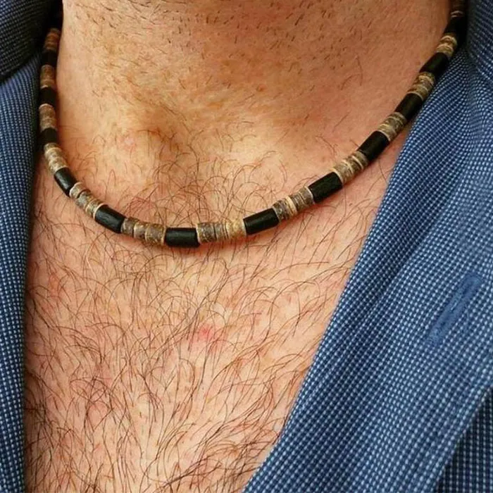 Authentic Coconut Husk Shield of Protection: Men's Sacred Choker