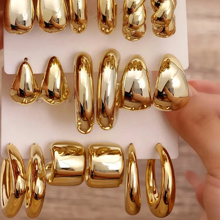 Authentic 18 Pcs/Set Water Drop Earring For Women Vintage Exaggerated Geometric Twist Hoop Earrings Personalized Jewelry Gifts